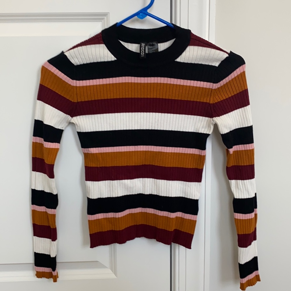 H&M Divided Fine-Knit Striped Top, Size Small